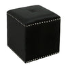 Neli Ottoman Black Velvet Single Tuft on Top Nailhead Trim 17 Inch