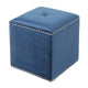 Neli Ottoman, Blue Velvet, Single Tuft on Top, Nailhead Trim, 17 Inch