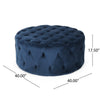 Vivan Ottoman | Tufted Blue Velvet | Soft Cushions | Round 40 Inch Top