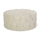 Vivan Ottoman Tufted Beige Velvet Soft Cushions Round 40 Inch Top