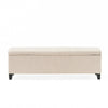 Elias Storage Ottoman Bench Detailed Beige Faux Leather 51 Inch BM327090