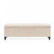 Elias Storage Ottoman Bench Detailed Beige Faux Leather 51 Inch BM327090