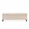 Elias Storage Ottoman Bench | Detailed Beige Faux Leather | 51 Inch