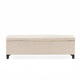 Elias Storage Ottoman Bench | Detailed Beige Faux Leather | 51 Inch