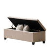 Elias Storage Ottoman Bench | Detailed Beige Faux Leather | 51 Inch