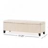 Elias Storage Ottoman Bench | Detailed Beige Faux Leather | 51 Inch