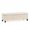 Elias Storage Ottoman Bench | Detailed Beige Faux Leather | 51 Inch