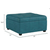 Carl Storage Ottoman | Teal Tufted Fabric | Soft Cushion | 35 Inch