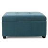 Carl Storage Ottoman | Teal Tufted Fabric | Soft Cushion | 35 Inch