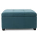 Carl Storage Ottoman | Teal Tufted Fabric | Soft Cushion | 35 Inch