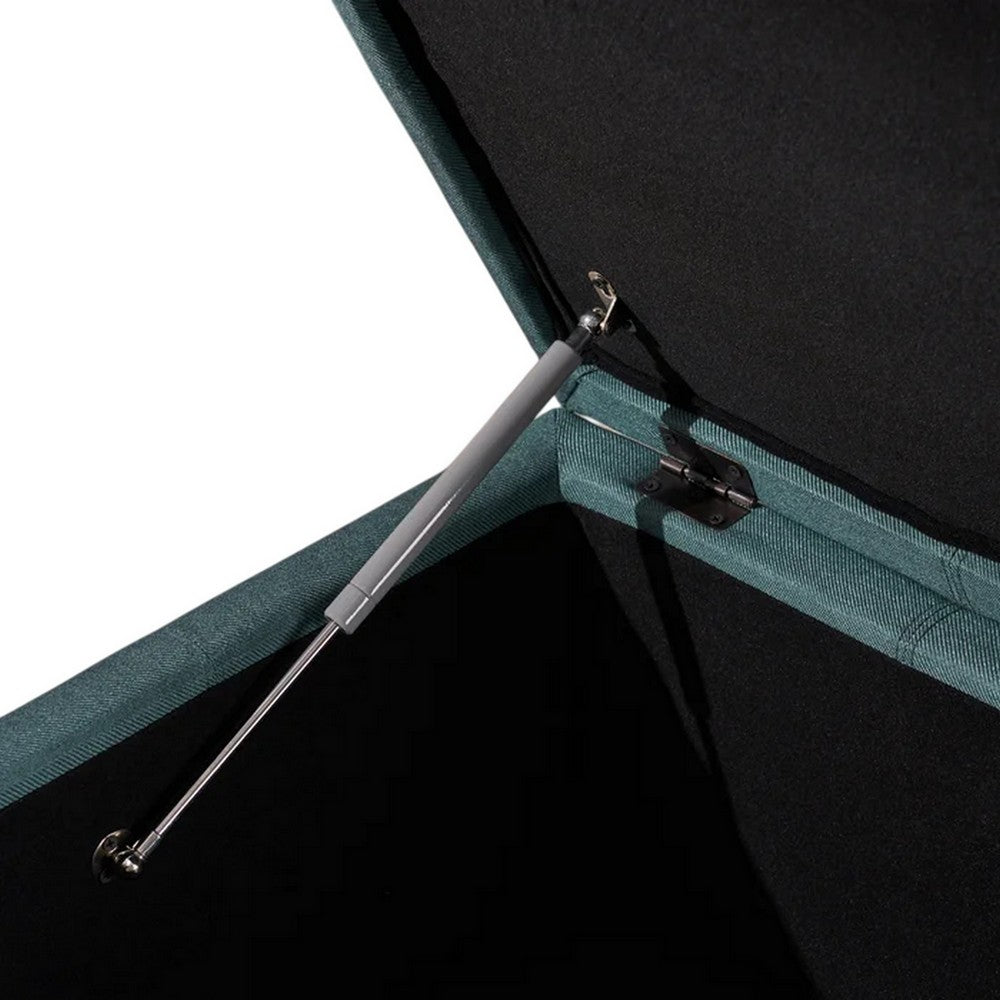 Carl Storage Ottoman | Teal Tufted Fabric | Soft Cushion | 35 Inch