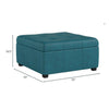 Carl Storage Ottoman | Teal Tufted Fabric | Soft Cushion | 35 Inch