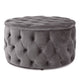 Keja Ottoman Tufted Dark Gray Velvet Soft Cushioning Round 30 Inch BM327094