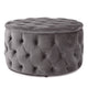 Keja Ottoman | Tufted Dark Gray Velvet | Soft Cushion | Round 30 Inch