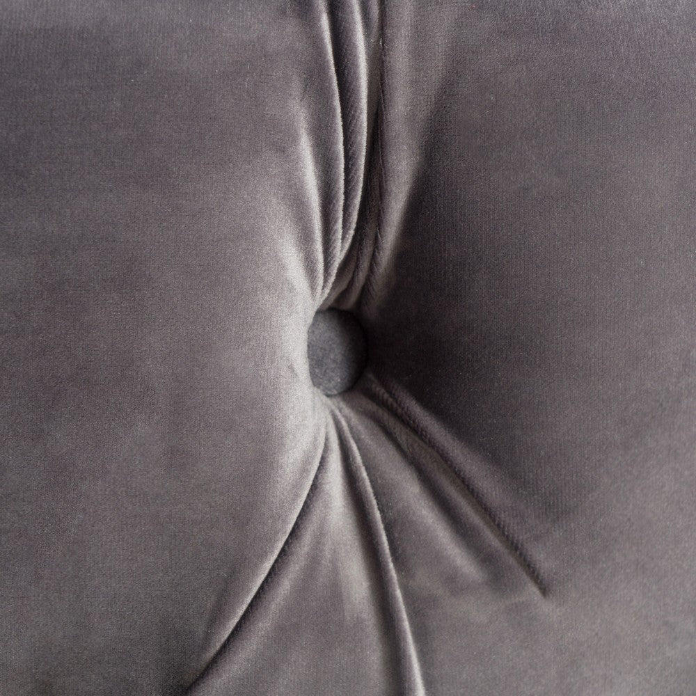 Keja Ottoman | Tufted Dark Gray Velvet | Soft Cushion | Round 30 Inch