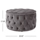 Keja Ottoman | Tufted Dark Gray Velvet | Soft Cushion | Round 30 Inch