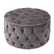 Keja Ottoman, Tufted Dark Gray Velvet, Soft Cushioning, Round 30 Inch