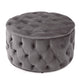 Keja Ottoman | Tufted Dark Gray Velvet | Soft Cushion | Round 30 Inch