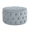 Keja Ottoman Tufted Light Gray Velvet Soft Cushioning Round 30 Inch
