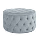 Keja Ottoman Tufted Light Gray Velvet Soft Cushioning Round 30 Inch