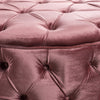 Keja Ottoman Tufted Blush Pink Velvet Soft Cushioning Round 30 Inch