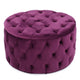 Keja Ottoman, Tufted Fuchsia Pink Velvet, Soft Cushion, Round 30 Inch