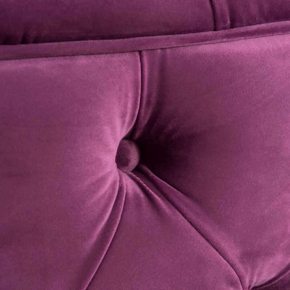 Keja Ottoman | Tufted Fuchsia Velvet | Soft Cushioning | Round 30 Inch