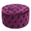 Keja Ottoman | Tufted Fuchsia Velvet | Soft Cushioning | Round 30 Inch