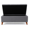 Storage Ottoman Bench Gray Fabric Cushions Brown Wood Legs 38 Inch BM327098