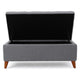 Storage Ottoman Bench Gray Fabric Cushions Brown Wood Legs 38 Inch BM327098