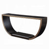 Riza Console Table Half Moon Wood Frame Black Gold Finish 70 Inch BM327203