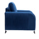 Wiena Accent Sofa Armchair Vertical Pleated Blue Velvet Chrome Legs BM327213