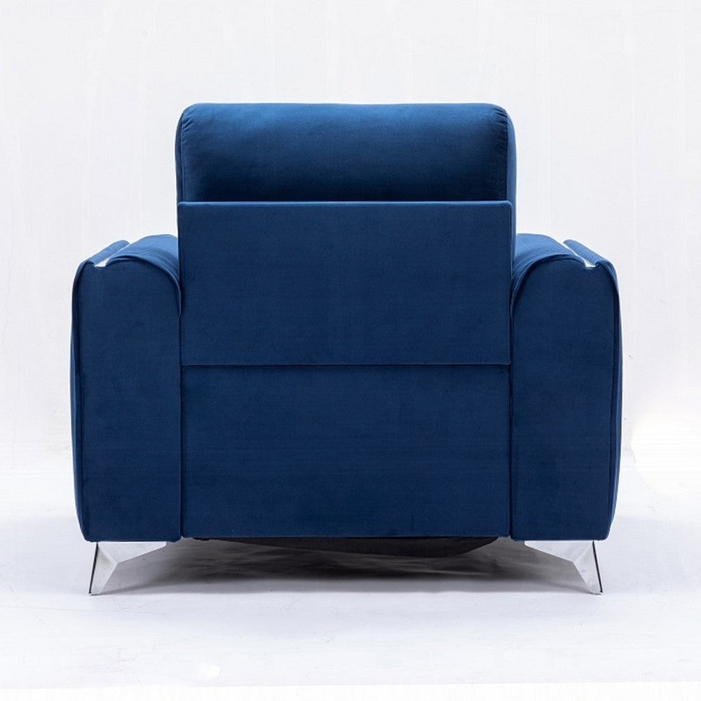 Wiena Accent Sofa Armchair Vertical Pleated Blue Velvet Chrome Legs BM327213
