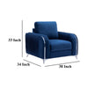 Wiena Accent Sofa Armchair Vertical Pleated Blue Velvet Chrome Legs BM327213