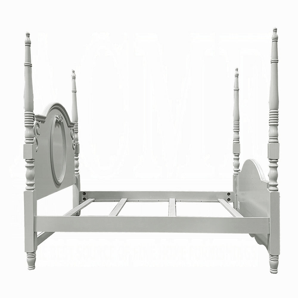 Auri Full Size Poster Bed Arch Headboard Classic Floral Motifs Gray