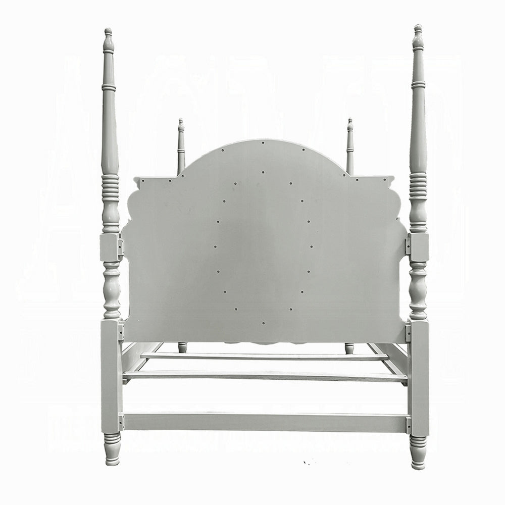 Auri Twin Size Poster Bed Arch Headboard Classic Floral Motifs Gray