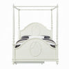 Dorie Full Size Poster Bed Embossed Floral and Oval Molding Ivory