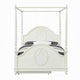 Dorie Full Size Poster Bed Embossed Floral and Oval Molding Ivory
