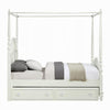 Dorie Full Size Poster Bed Embossed Floral and Oval Molding Ivory