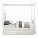 Dorie Full Size Poster Bed Embossed Floral and Oval Molding Ivory