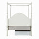Dorie Full Size Poster Bed Embossed Floral and Oval Molding Ivory