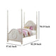 Dorie Full Size Poster Bed Embossed Floral and Oval Molding Ivory
