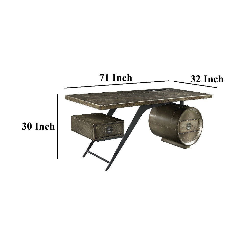 Bran Executive Office Desk with Power Dock Drawer Bronze Aluminum BM327224