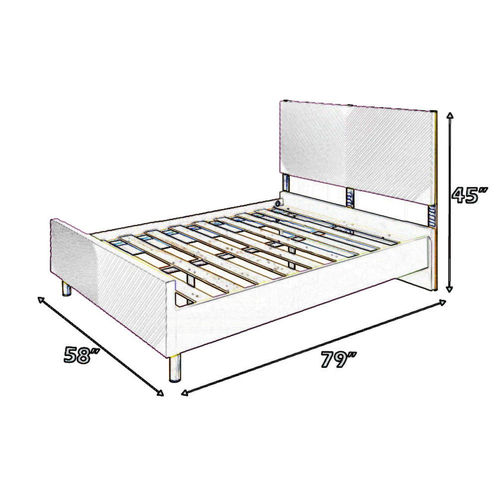 Tyra Full Size Bed Sleek Panel Headboard Gloss Pink Chevron Pattern BM327225