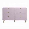 Tyra Wide Dresser 6 Drawers Gold Legs Gloss Pink Chevron Pattern BM327226