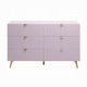 Tyra Wide Dresser 6 Drawers Gold Legs Gloss Pink Chevron Pattern BM327226
