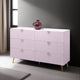 Tyra Wide Dresser, 6 Drawers, Gold Legs, Gloss Pink Chevron Pattern