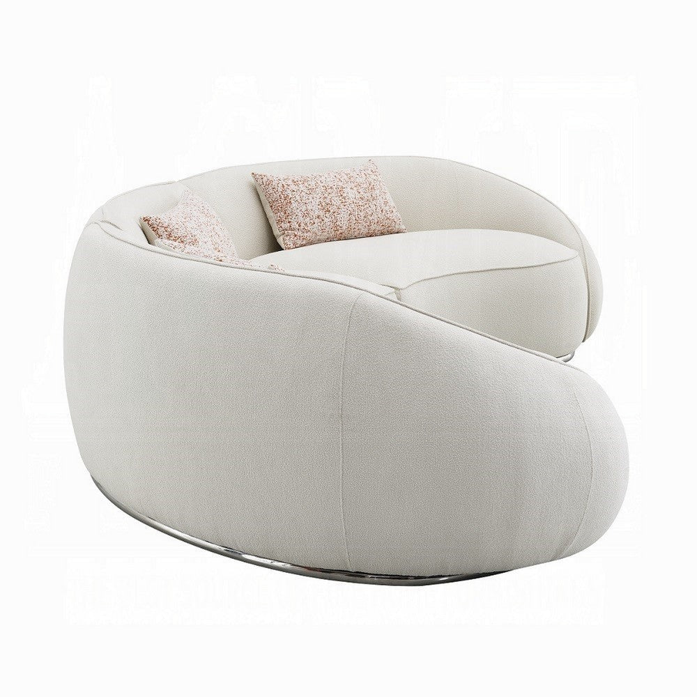 Sarah Sectional Sofa 3 Pillows Beige Boucle Fabric Curved Shape BM327228