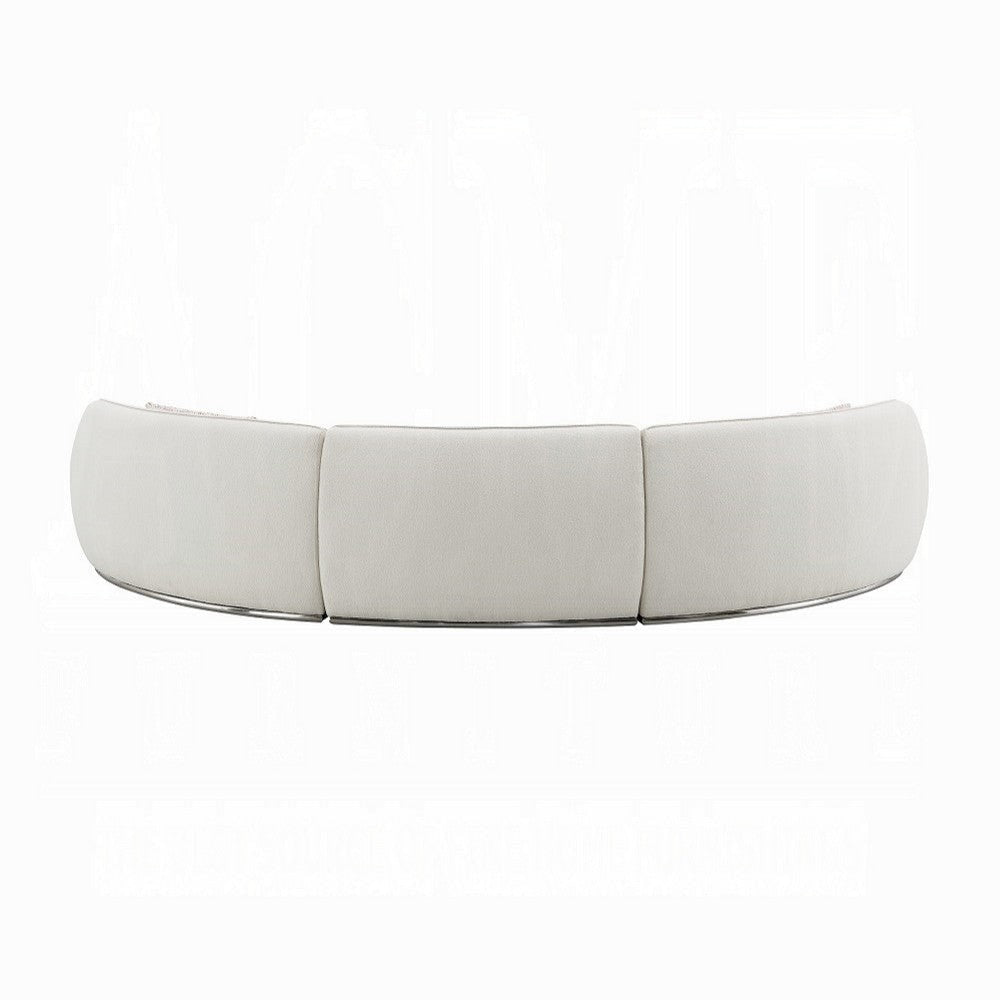 Sarah Sectional Sofa 3 Pillows Beige Boucle Fabric Curved Shape BM327228