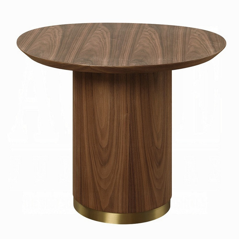 Iliana Side End Table 21 Inch Oval Top Round Pedestal Walnut Brown BM327230
